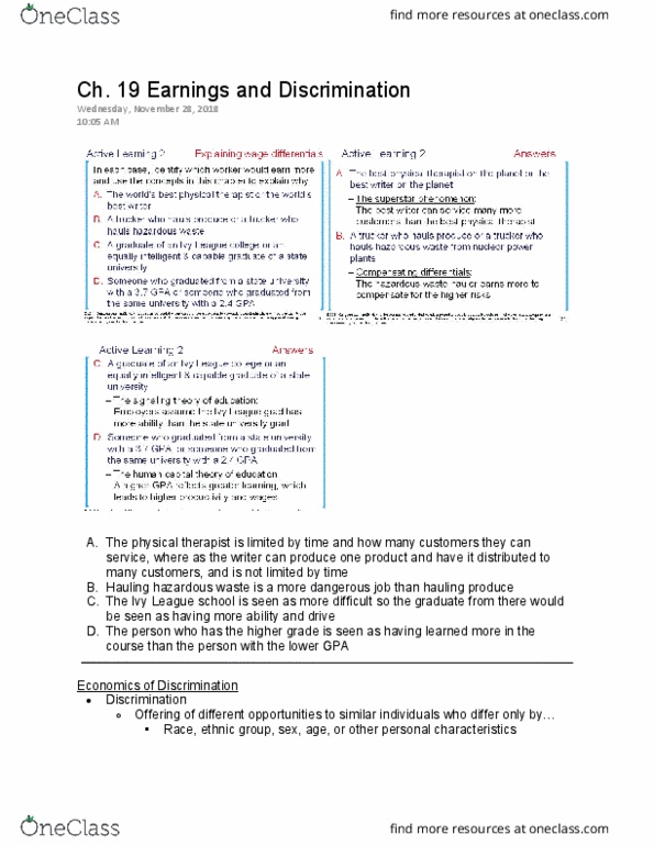 ECON 2010 Lecture Notes - Lecture 41: Physical Therapy, Signalling Theory, Efficiency Wage cover image