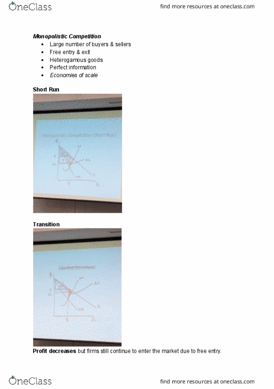 ECON 1011 Lecture Notes - Lecture 28: Monopolistic Competition, Perfect Competition, Demand Curve cover image