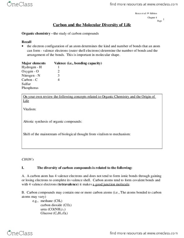 BIOL 1010 Lecture Notes - Methyl Group, Aldose, Khonsu thumbnail