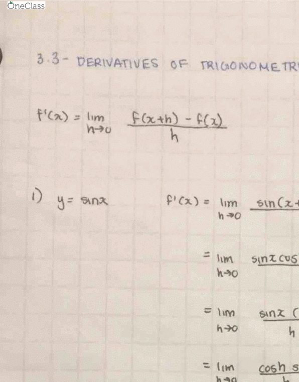 Calculus 1000A/B Lecture 22: Section 3.3: Derivatives of Trigonometric Functions cover image