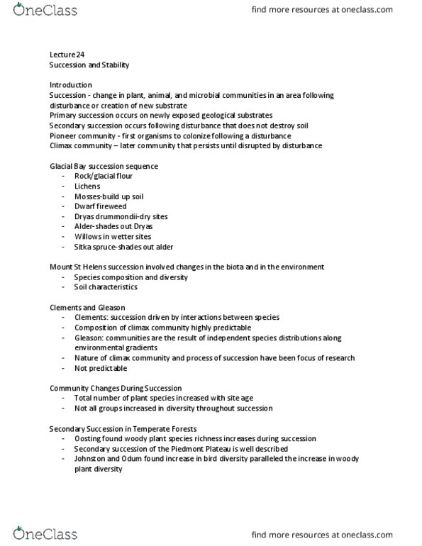 BIO 309 Lecture Notes - Lecture 24: Mount St. Helens, Climax Community, Woody Plant thumbnail