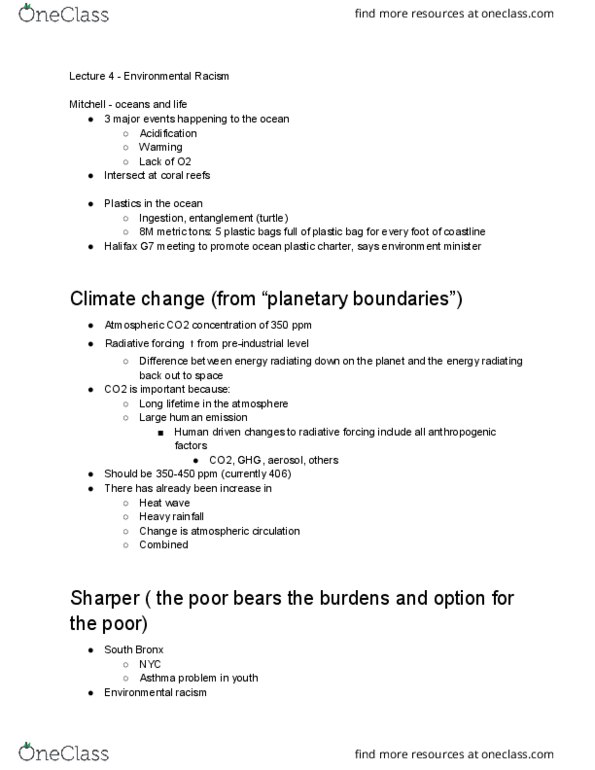ENV100H1 Lecture Notes - Lecture 4: Ocean Acidification, Radiative Forcing, Planetary Boundaries thumbnail
