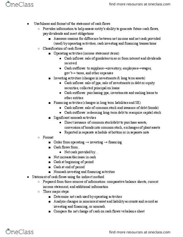 ACCT207 Lecture Notes - Lecture 11: Cash Cash, Cash Flow, Income Statement thumbnail