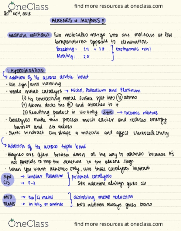 CHEM 2513 Lecture Notes - Lecture 19: Steric Effects, Racemic Mixture, Alkene thumbnail