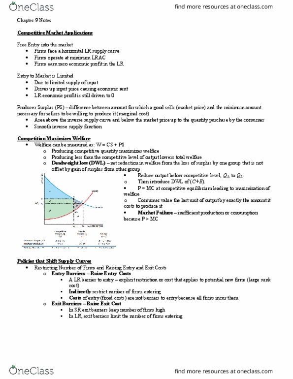 ECON201 Chapter Notes - Chapter 9: Deadweight Loss, Sunk Costs, Competitive Equilibrium thumbnail