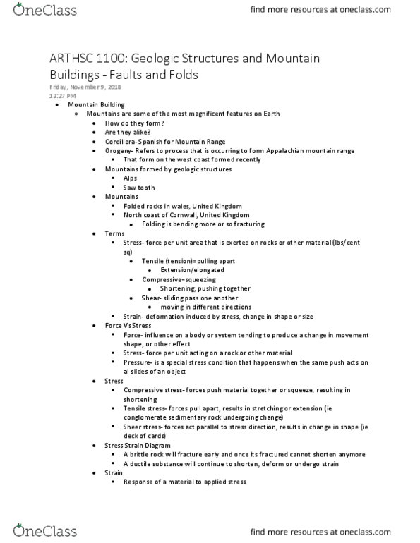 EARTHSC 1100 Lecture Notes - Lecture 20: Stress (Mechanics), Compressive Stress, Kimmeridge thumbnail