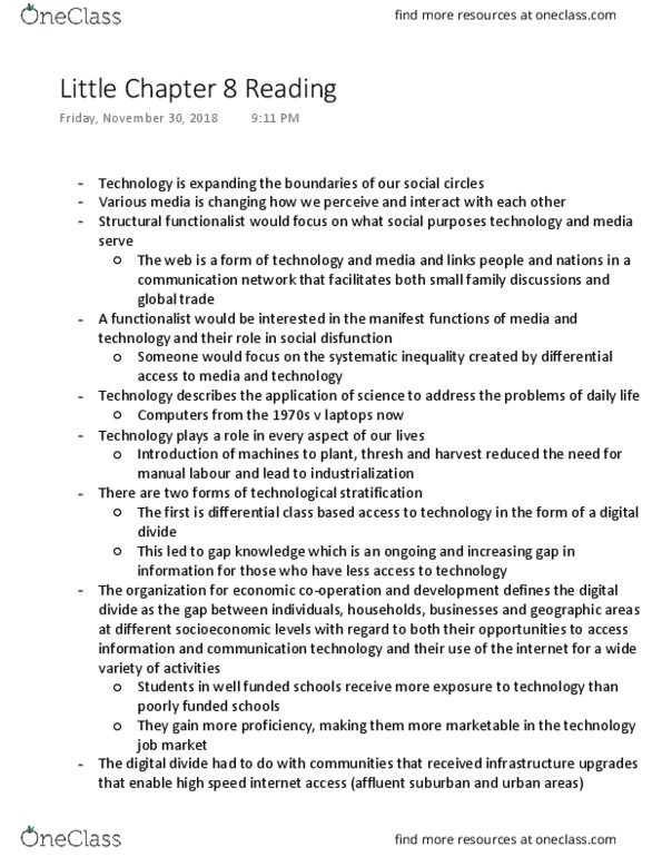 SOCI 210 Chapter Notes - Chapter reading: Social Network, Tv Technology, Misogyny thumbnail