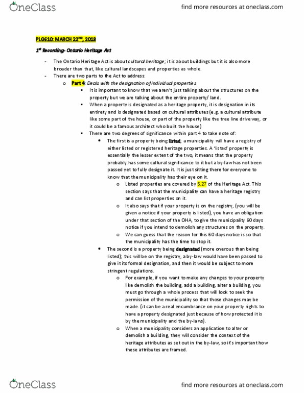 PLG 610 Lecture Notes - Lecture 8: Short S.27, Conservation Authorities Act, Section 28 thumbnail