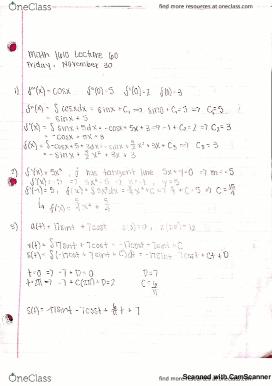 MATH 1610 Lecture 60: Chapter 5 Integrals cover image