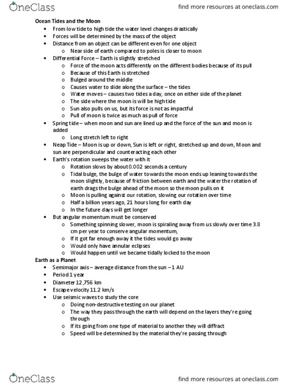 PHYS 1000 Lecture Notes - Lecture 18: Tide, Semi-Major And Semi-Minor Axes, Tidal Locking thumbnail