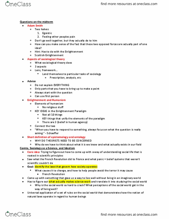 Sociology 2240E Lecture Notes - Lecture 5: Scottish Enlightenment, Universal Binary, Social Fact thumbnail