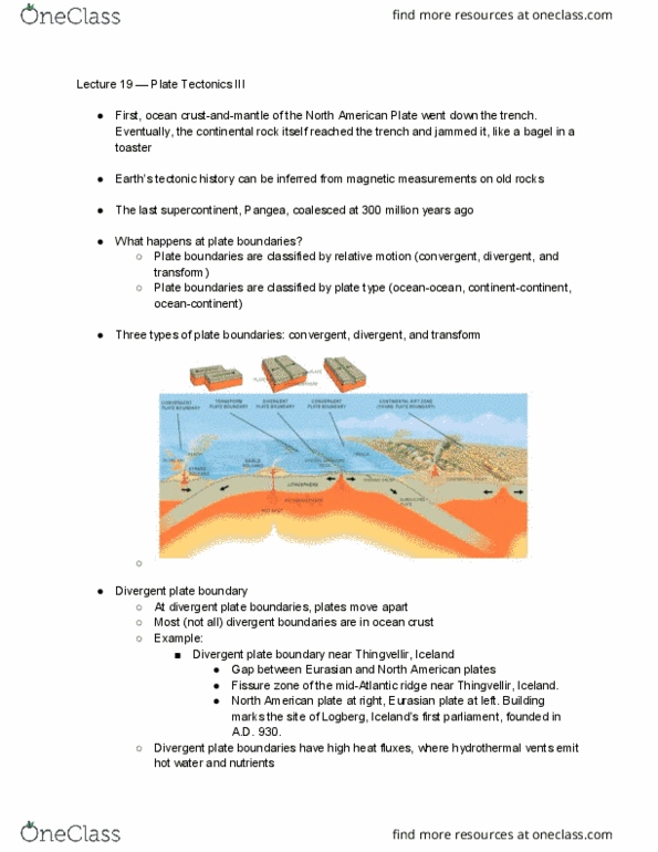 GEOL 1120 Lecture Notes - Lecture 19: North American Plate, Convergent Boundary, Eurasian Plate thumbnail