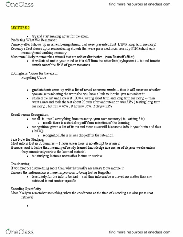 PSY 102 Lecture Notes - Lecture 9: Xylophone, Overlearning, African Grey Parrot thumbnail