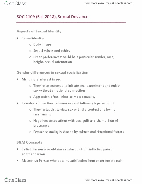 SOC 2109 Lecture Notes - Lecture 12: Sexual Identity, Human Female Sexuality, Body Image thumbnail