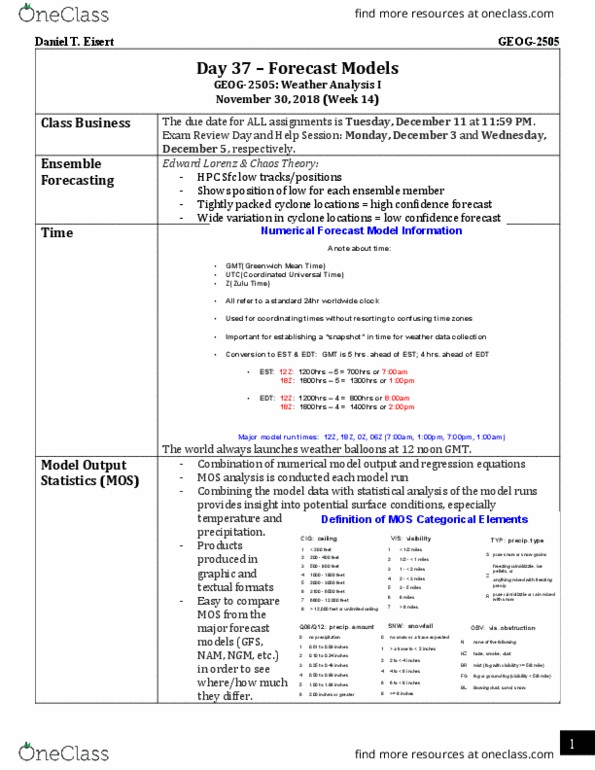 GEOG 2505 Lecture Notes - Lecture 37: Coordinated Universal Time, Greenwich Mean Time, Edward Norton Lorenz thumbnail