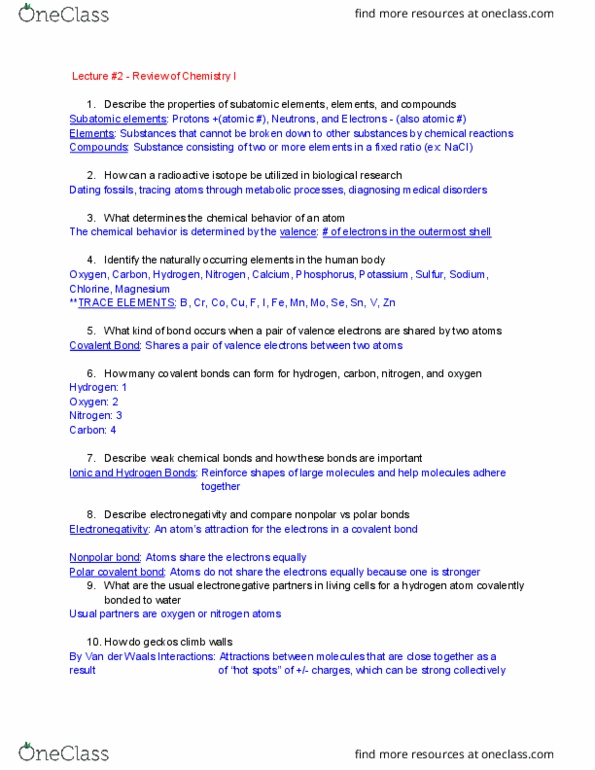 BIOL 203 Lecture Notes - Lecture 5: Covalent Bond, Electronegativity, Chlorine thumbnail