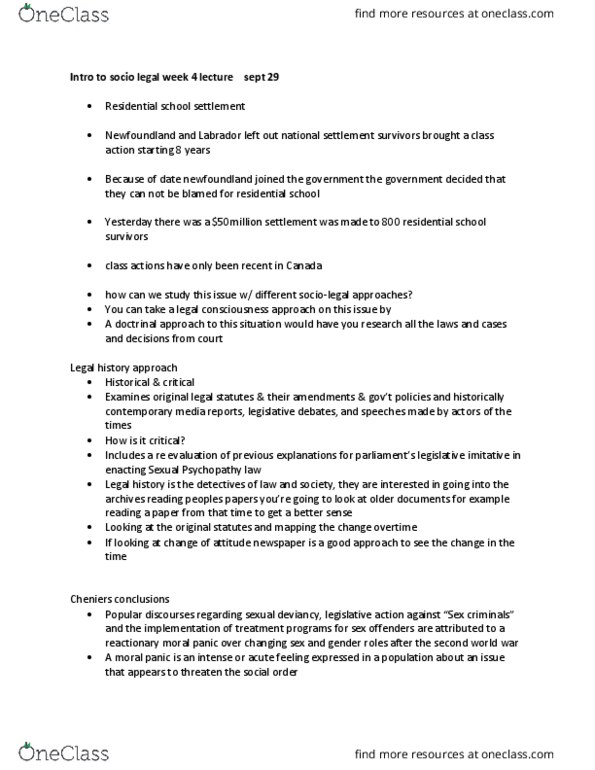 SOSC 1375 Lecture Notes - Lecture 4: Legal Week, Moral Panic, Psychopathy thumbnail