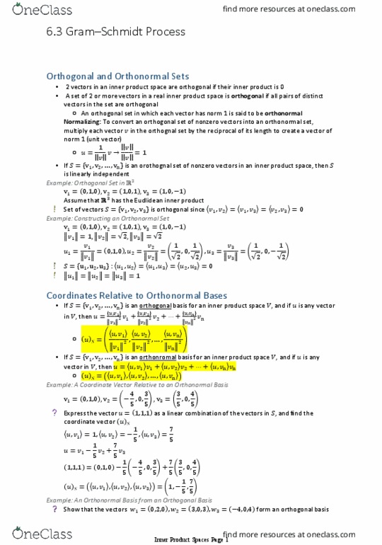 Applied Mathematics 1411A/B Chapter Notes - Chapter 6.3: Coordinate Vector, Unit Vector thumbnail