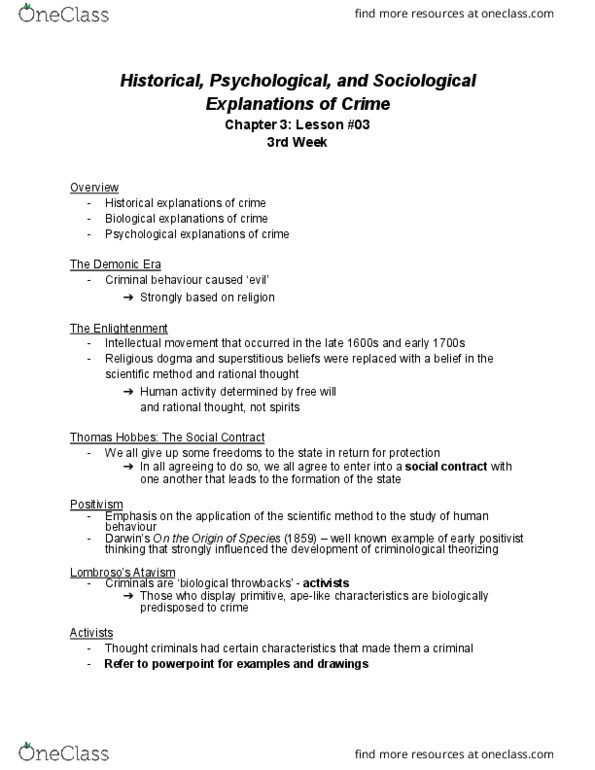 SOC 1500 Lecture Notes - Lecture 3: Thought Criminals, Scientific Method, Age Of Enlightenment thumbnail