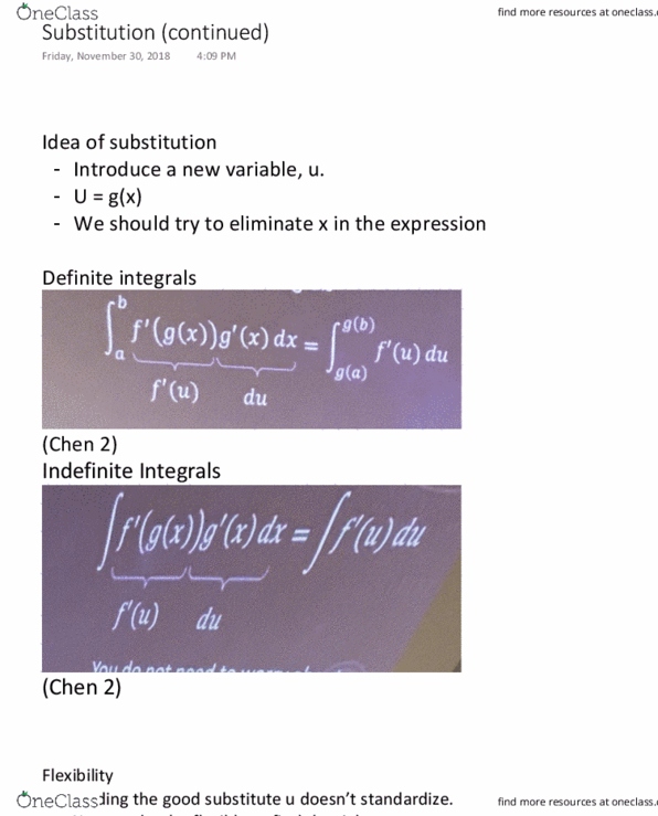 MATH 1151 Lecture 44: Substitution (continued) cover image