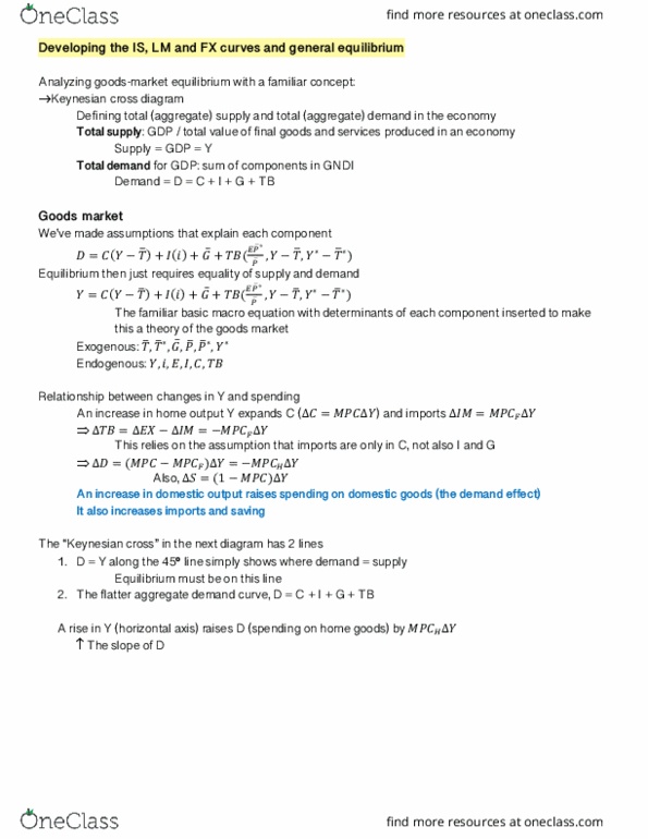 ECON 4423 Lecture Notes - Lecture 12: Keynesian Cross, Aggregate Supply, Floating Exchange Rate thumbnail