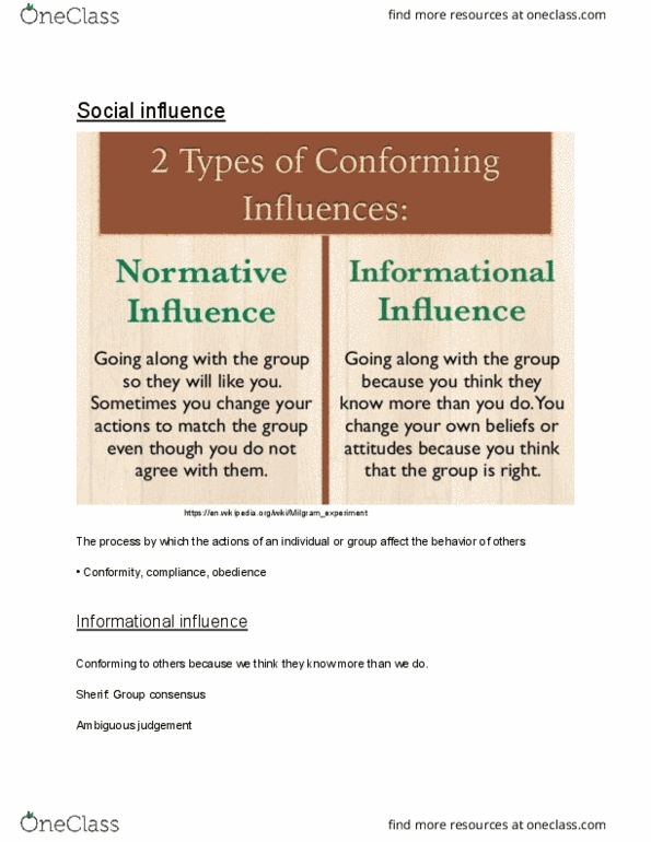 PSYCH 100 Lecture Notes - Lecture 39: Social Influence, Stanley Milgram, Ingratiation cover image