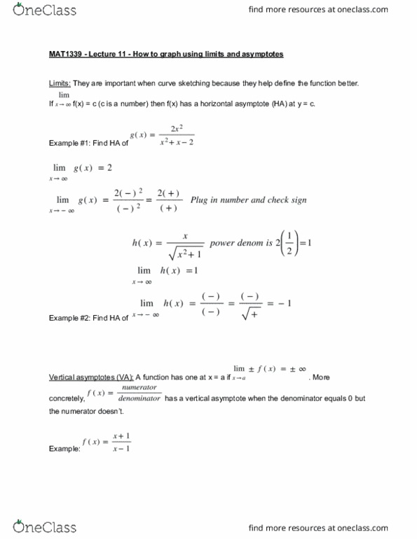 MAT 1339 Lecture Notes - Lecture 13: Asymptote thumbnail