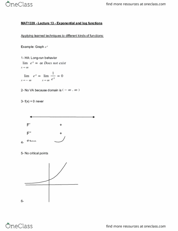 MAT 1339 Lecture Notes - Lecture 17: Exponential Function, Shap, Exponential Growth cover image