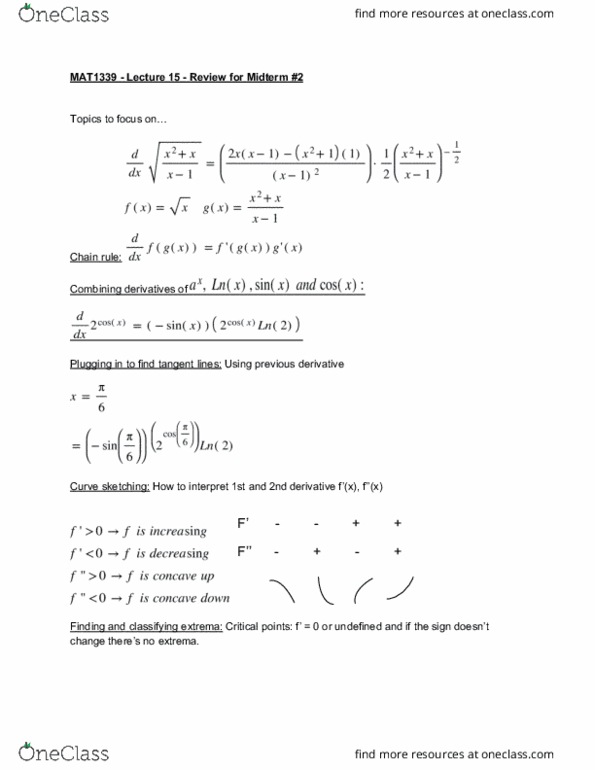MAT 1339 Lecture Notes - Lecture 19: Chain Rule cover image