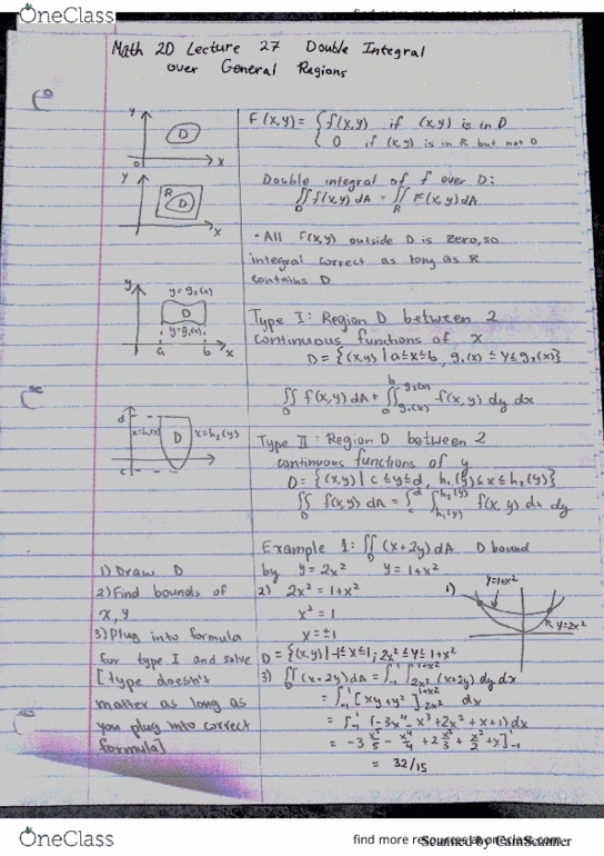MATH 2D Lecture 27: Double Integral over General Regions cover image