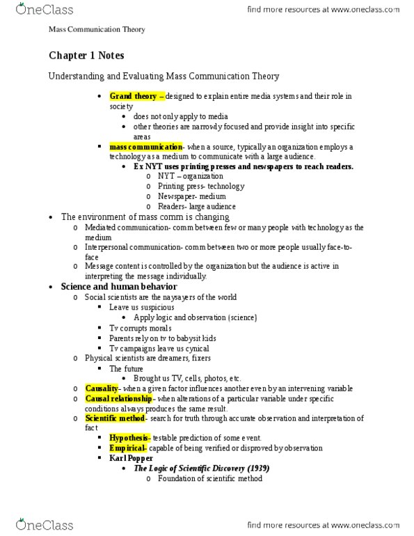 COMM3372 Chapter Notes - Chapter 1: Dialectic, Ideal Standard, Yellow Journalism thumbnail