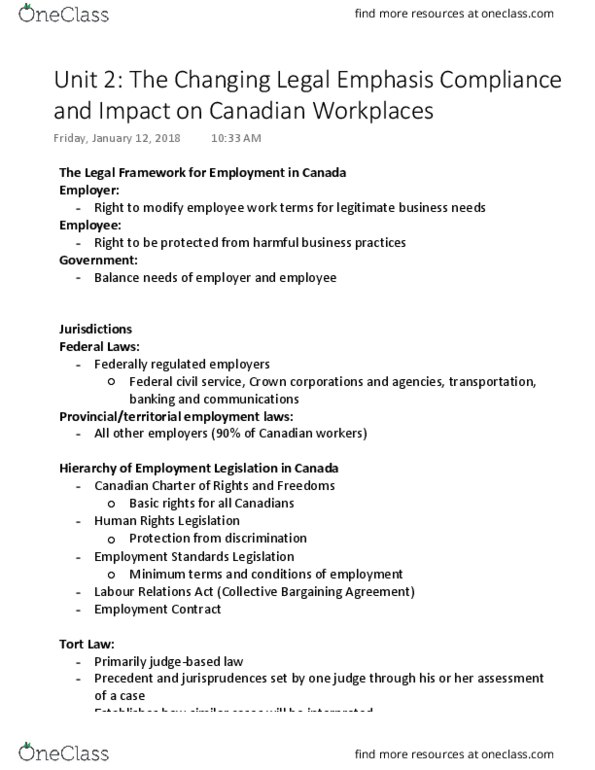 HRM200 Chapter Notes - Chapter 2: Ontario Human Rights Code, Equal Protection Clause, Reasonable Accommodation thumbnail