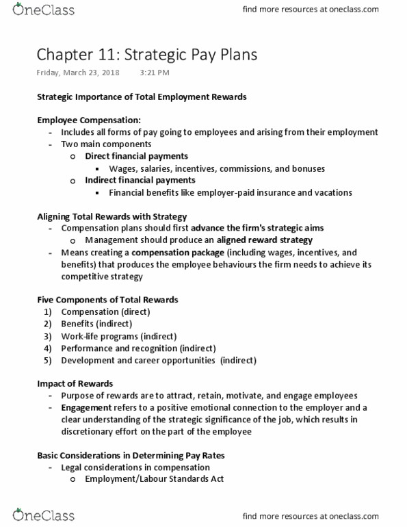 HRM200 Chapter Notes - Chapter 11: Job Performance, Job Evaluation, Subfactor thumbnail