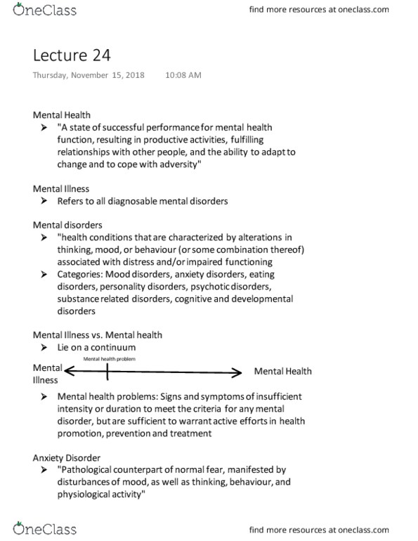 Kinesiology 2276F/G Lecture Notes - Lecture 24: Mental Disorder, Health Promotion, Personality Disorder thumbnail