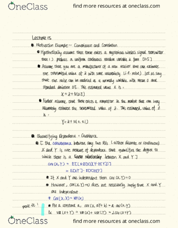 COMPSCI 240 Lecture Notes - Lecture 15: Probability Distribution, Standard Deviation, Random Variable thumbnail