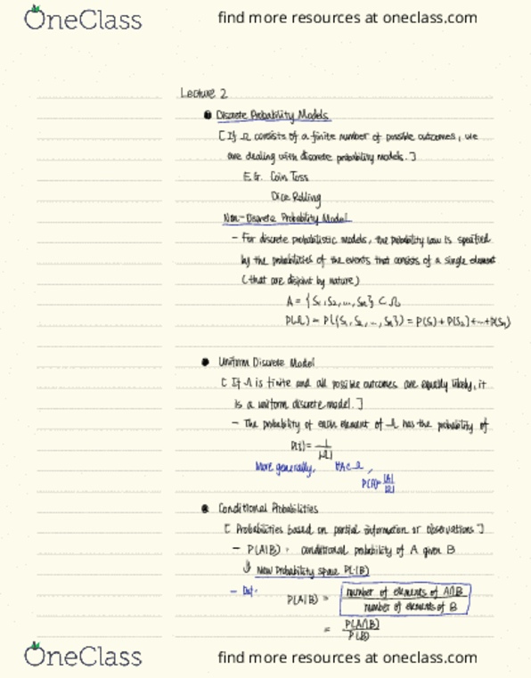 COMPSCI 240 Lecture Notes - Lecture 2: Disjoint Sets, Sample Space thumbnail