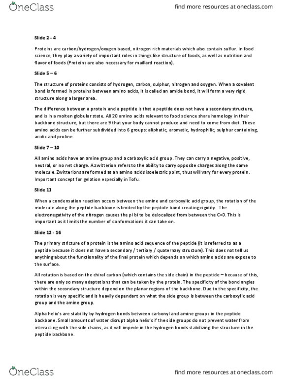 FOOD 2150 Lecture Notes - Lecture 20: Alpha Helix, Maillard Reaction, Zwitterion thumbnail