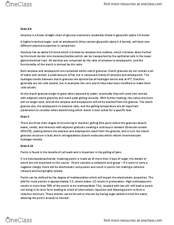 FOOD 2150 Lecture Notes - Lecture 15: Starch, Corn Starch, Amylopectin thumbnail