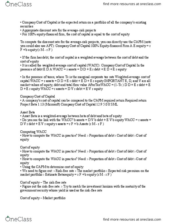 BUS 312 Lecture Notes - Lecture 12: Market Portfolio, Capital Asset Pricing Model, Weighted Arithmetic Mean thumbnail