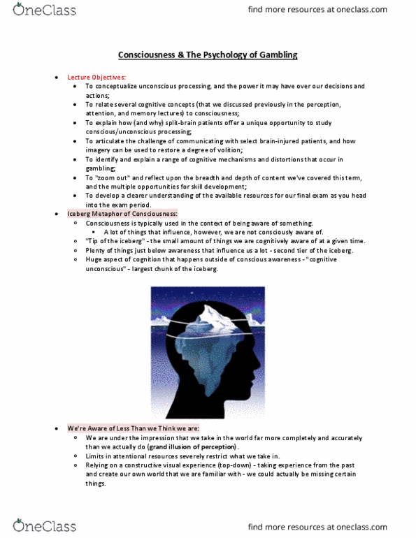 PSYB57H3 Lecture Notes - Lecture 11: Stage Illusions, Iceberg, Gambling thumbnail