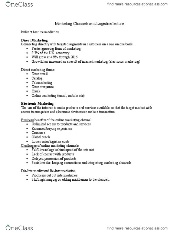 MKT 220 Lecture Notes - Lecture 11: Online Advertising, Digital Marketing, Direct Marketing thumbnail
