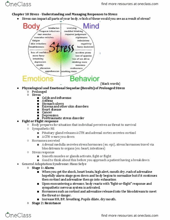 NURS 3554 Lecture Notes - Lecture 5: Posttraumatic Stress Disorder, Hans Selye, Adrenal Medulla thumbnail