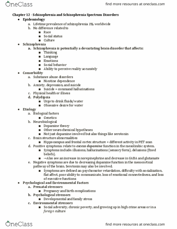 NURS 3554 Lecture Notes - Lecture 11: Mesocortical Pathway, Psychomotor Retardation, Mesolimbic Pathway thumbnail