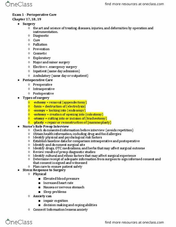 NURS 3664 Lecture Notes - Lecture 3: Mammaplasty, Colostomy, Appendectomy thumbnail