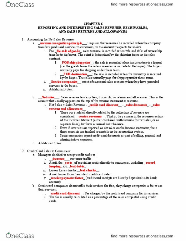 ACCT 1201 Lecture Notes - Lecture 6: Income Statement, Accounts Receivable, Promissory Note thumbnail