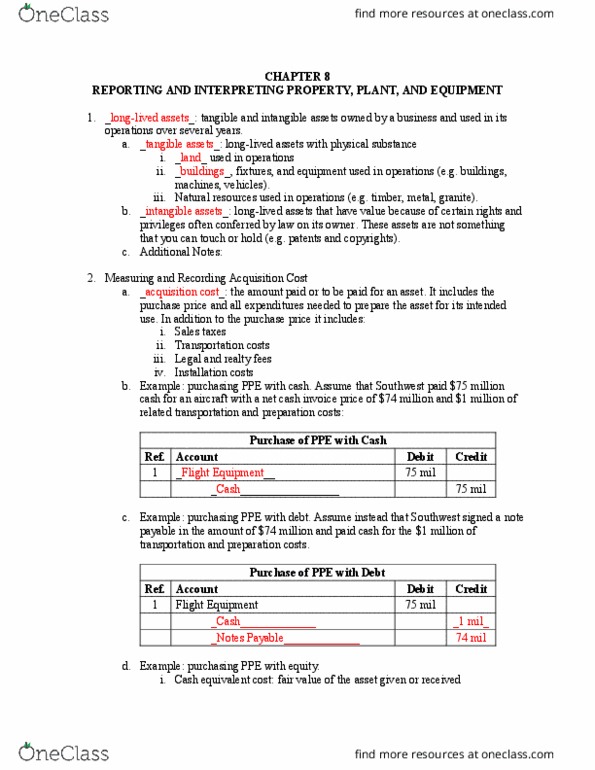 ACCT 1201 Lecture Notes - Lecture 8: Intangible Asset, Income Statement, Historical Cost thumbnail