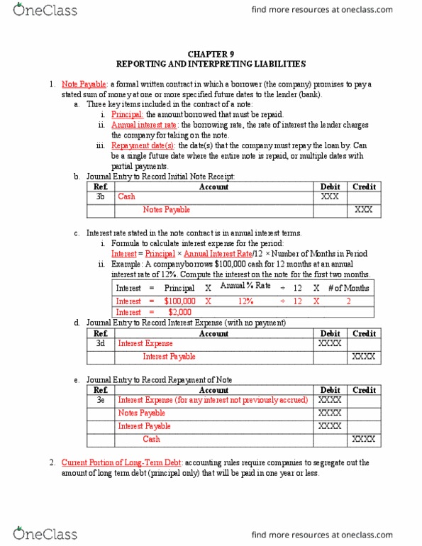 ACCT 1201 Lecture Notes - Lecture 9: Financial Statement, Interest Expense, Interest Rate thumbnail