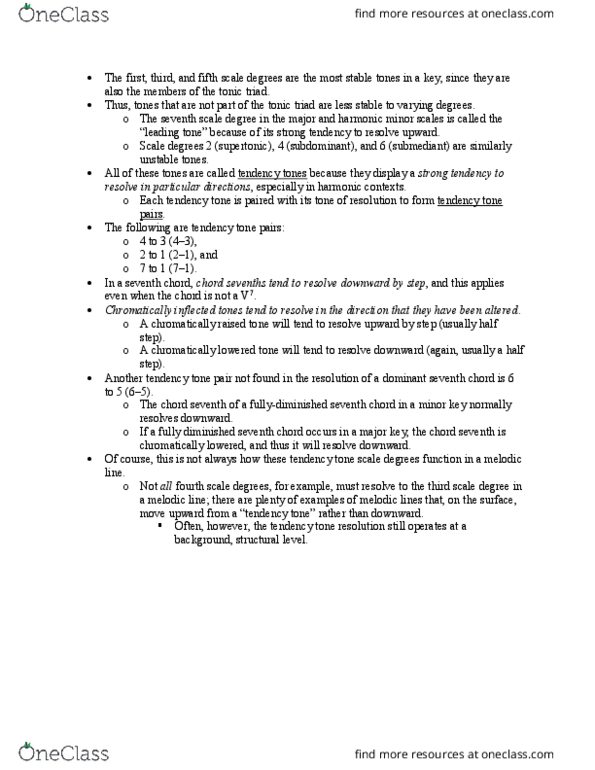 MUS 171 Lecture Notes - Lecture 24: Submediant, Leading-Tone, Subdominant thumbnail