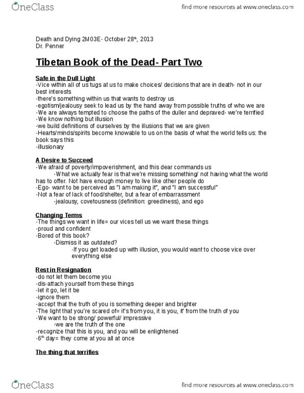 RELIGST 2M03 Lecture : Oct28- Tibetan book of the dead part 2 Notes.docx thumbnail