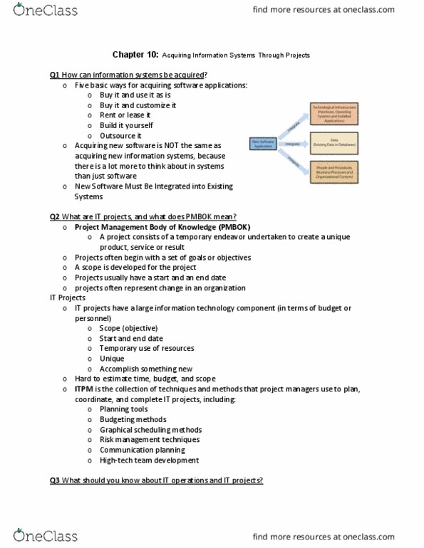 COMM 226 Lecture Notes - Lecture 10: Project Management Body Of Knowledge, Risk Management, Outsourcing thumbnail